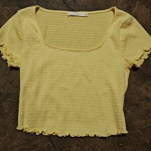 Lush Yellow Textured Crop Top